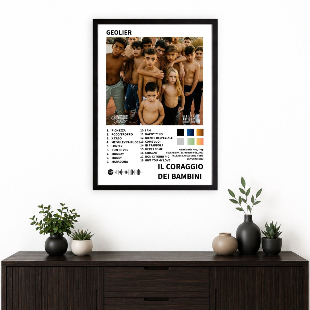 Bundle 3 Poster Digitali Geolier  – Il Coraggio dei Bambini + Dio Lo Sa + Tutto È Possibile | Rap Wall Art | Download Istantaneo