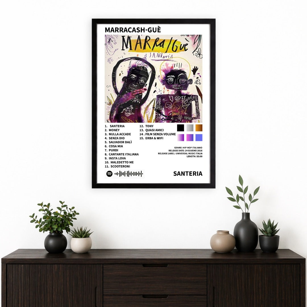 Bundle 4 Poster Digitali Guè  - Santeria + Mr Fini + Madreperla + Vero   | Rap Wall Art | Download Istantaneo