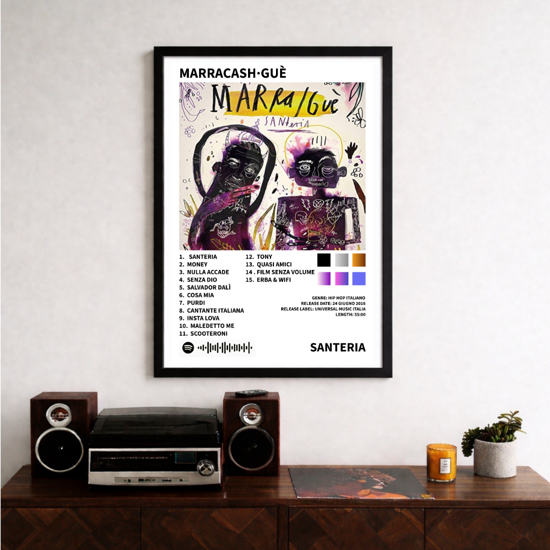 Bundle 4 Poster Digitali Guè  - Santeria + Mr Fini + Madreperla + Vero   | Rap Wall Art | Download Istantaneo