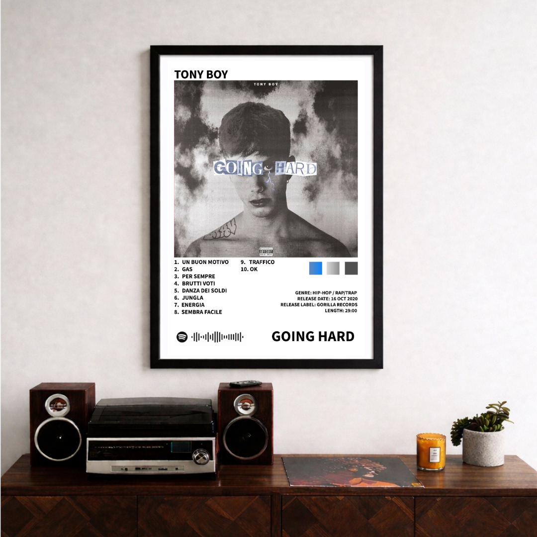 Bundle 4 Poster Digitali Tony Boy – Nostalgia + Going Hard + Going Hard 2 + Going Hard 3 | Rap Wall Art | Download Istantaneo