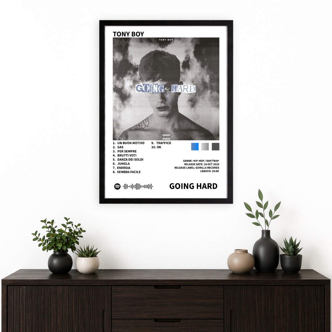 Bundle 4 Poster Digitali Tony Boy – Nostalgia + Going Hard + Going Hard 2 + Going Hard 3 | Rap Wall Art | Download Istantaneo